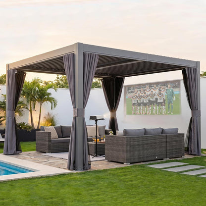 3x3m Lamellenpergola mit Entwässerung & Moskitonetz