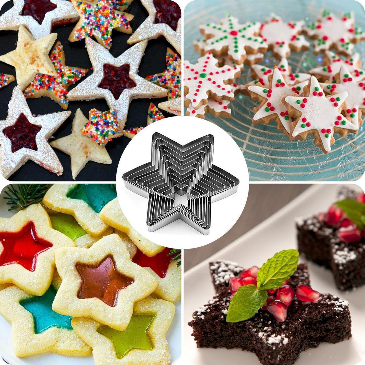 Ausstecher Stern Set 10 Größen Edelstahl Plätzchen Fondant Kuchen Deko