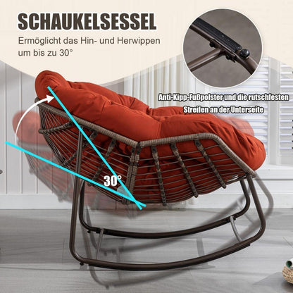 Rattan Schaukelstuhl Eiersessel für Wohnzimmer & Garten