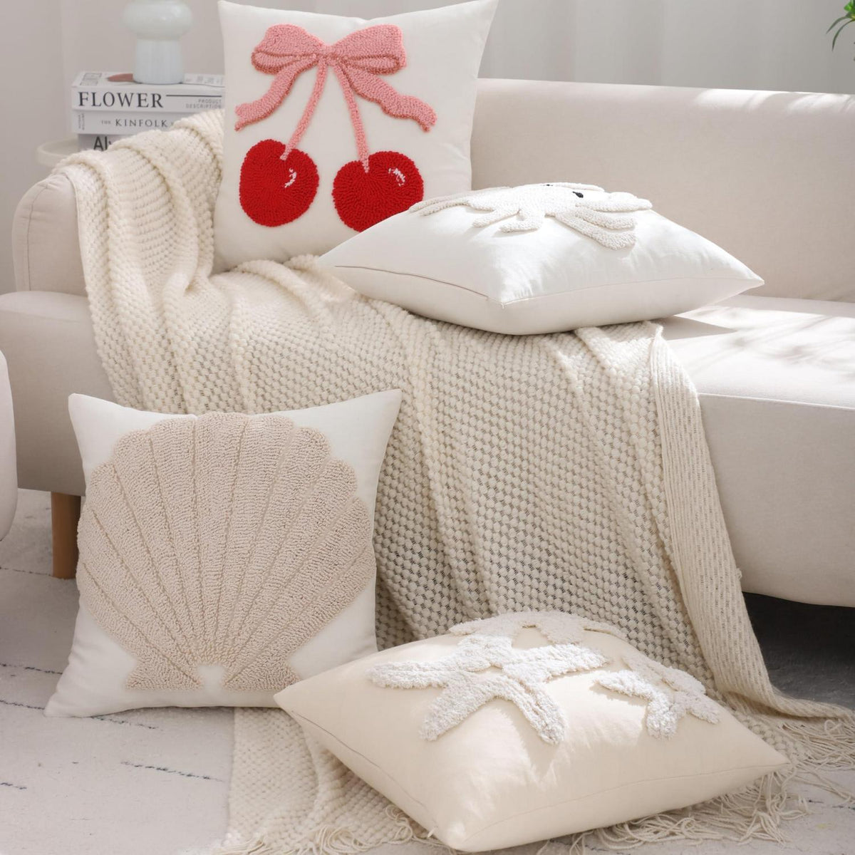 2x Kissenbezug Strand Krabbe Tufting 45x45 cm Sommerdeko