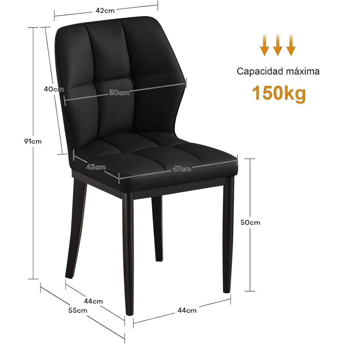 Esszimmerstühle 4er Set, Modernes mit Rautenmuster in Lederoptik