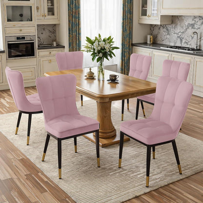 Samt Esszimmerstühle Set 4er – Rosa, Bequem & Robust