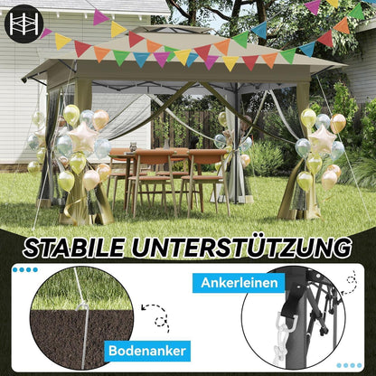 4x4m Faltpavillon mit UV-Schutz & Moskitonetz