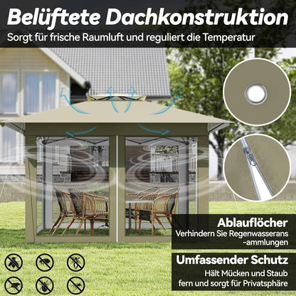 4x4m Faltpavillon mit UV-Schutz & Moskitonetz