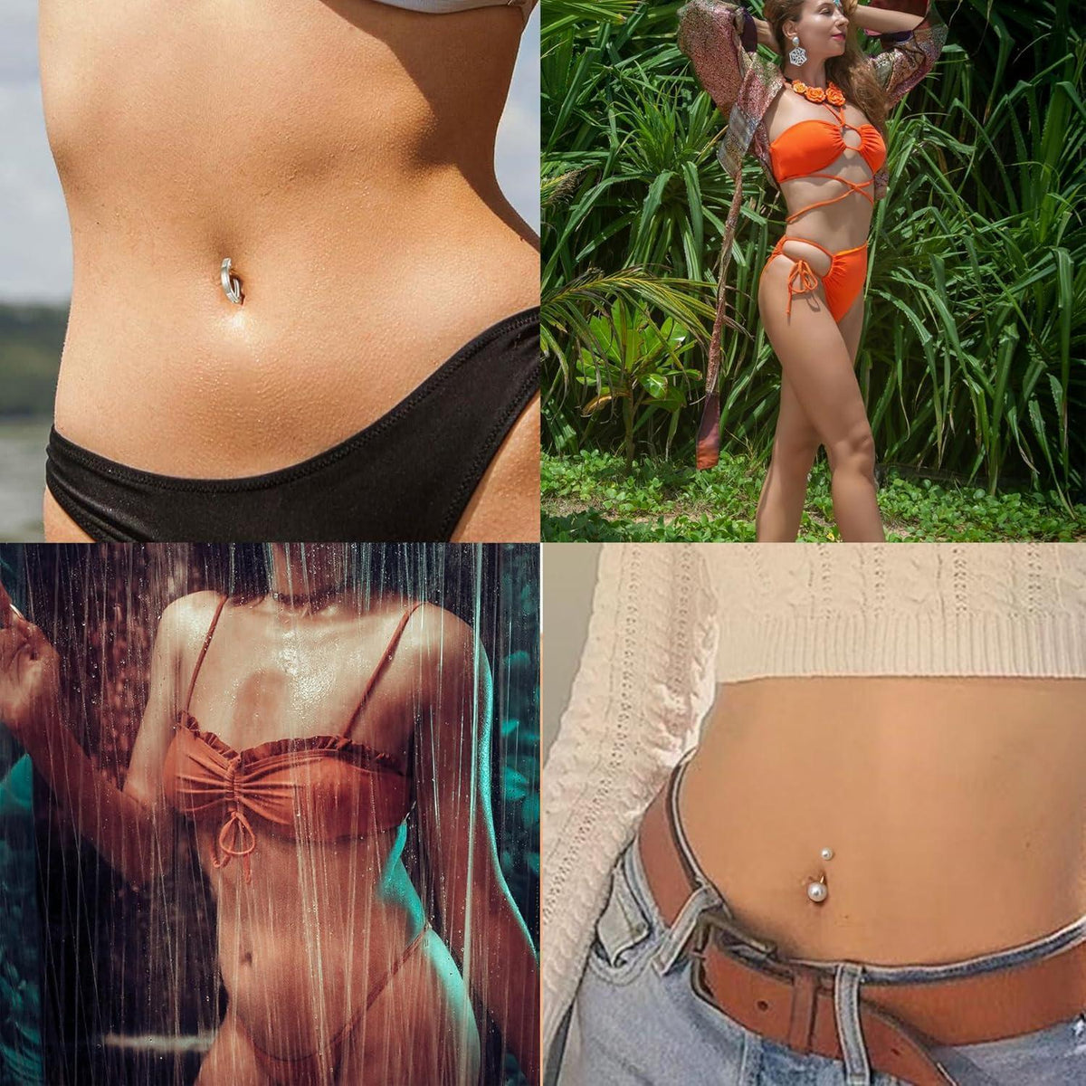 Bauchnabelpiercing Set 8 Stück Chirurgenstahl mit Zirkonia Herz Schmetterling