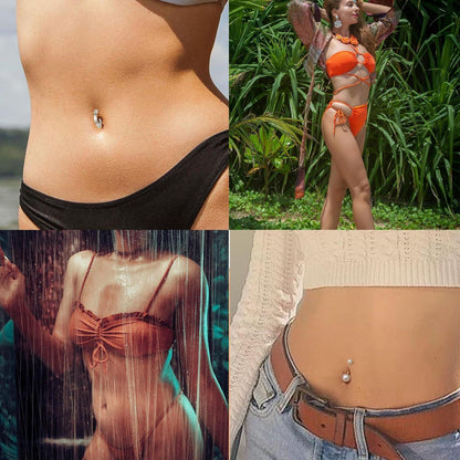 Bauchnabelpiercing Set 8 Stück Chirurgenstahl mit Zirkonia Herz Schmetterling