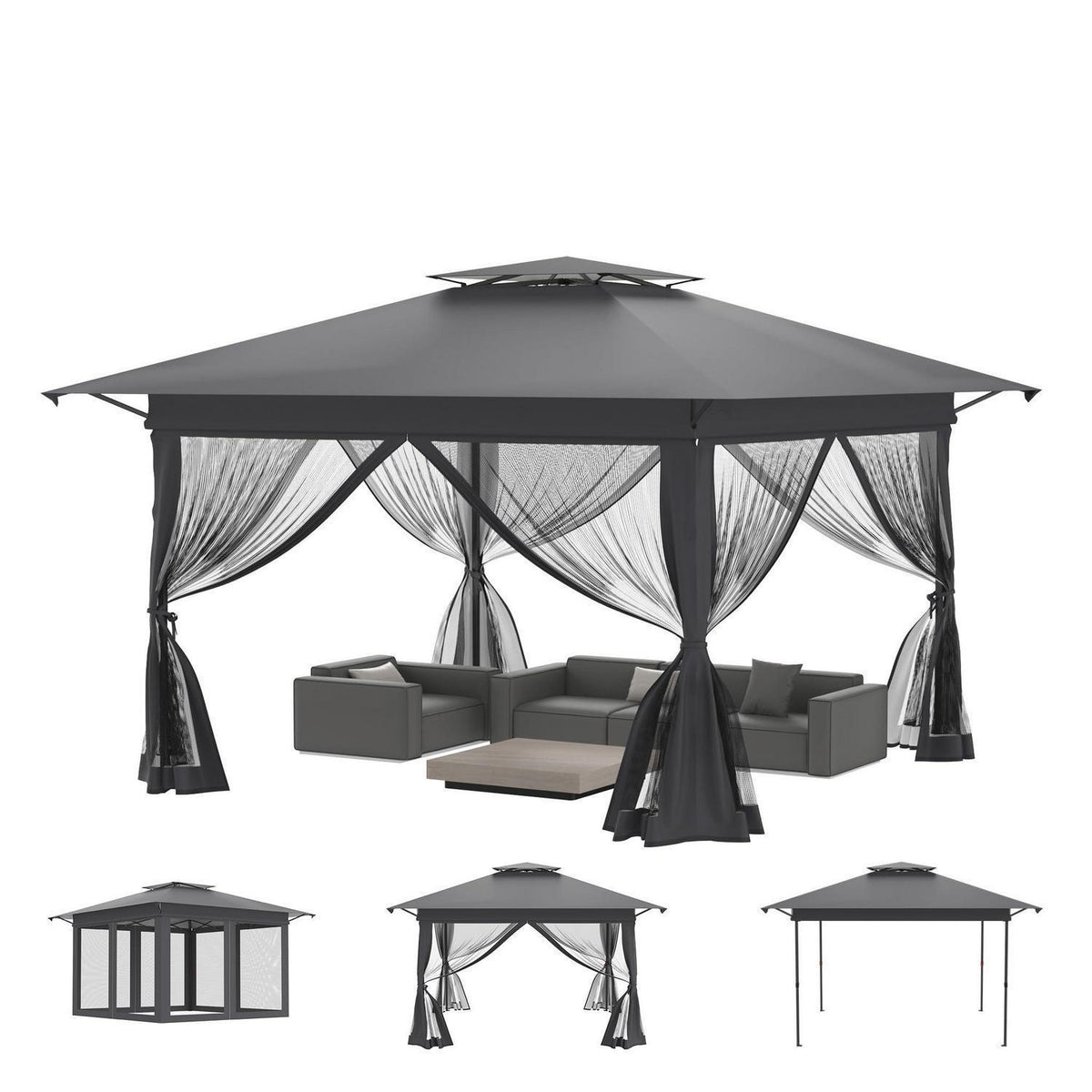 4x4m Faltpavillon mit UV-Schutz & Moskitonetz
