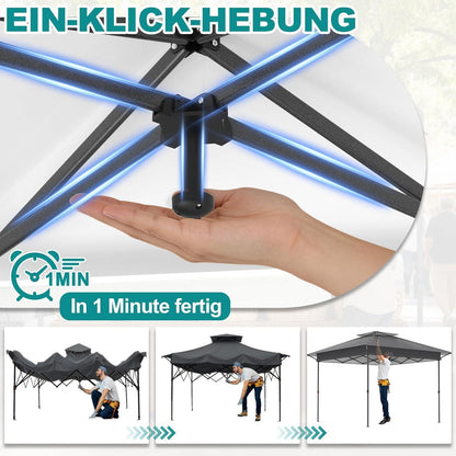 4x4m Faltpavillon mit UV-Schutz & Moskitonetz