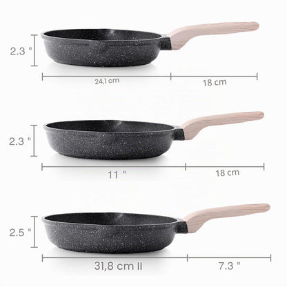 3-tlg. Antihaft Bratpfannen-Set 24/28/32 cm – Induktion