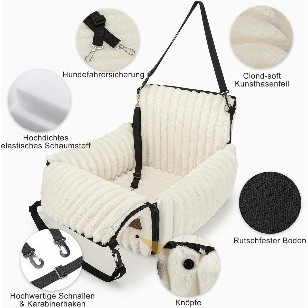 Hunde Autositz Memory Foam – Waschbar & Verstellbar