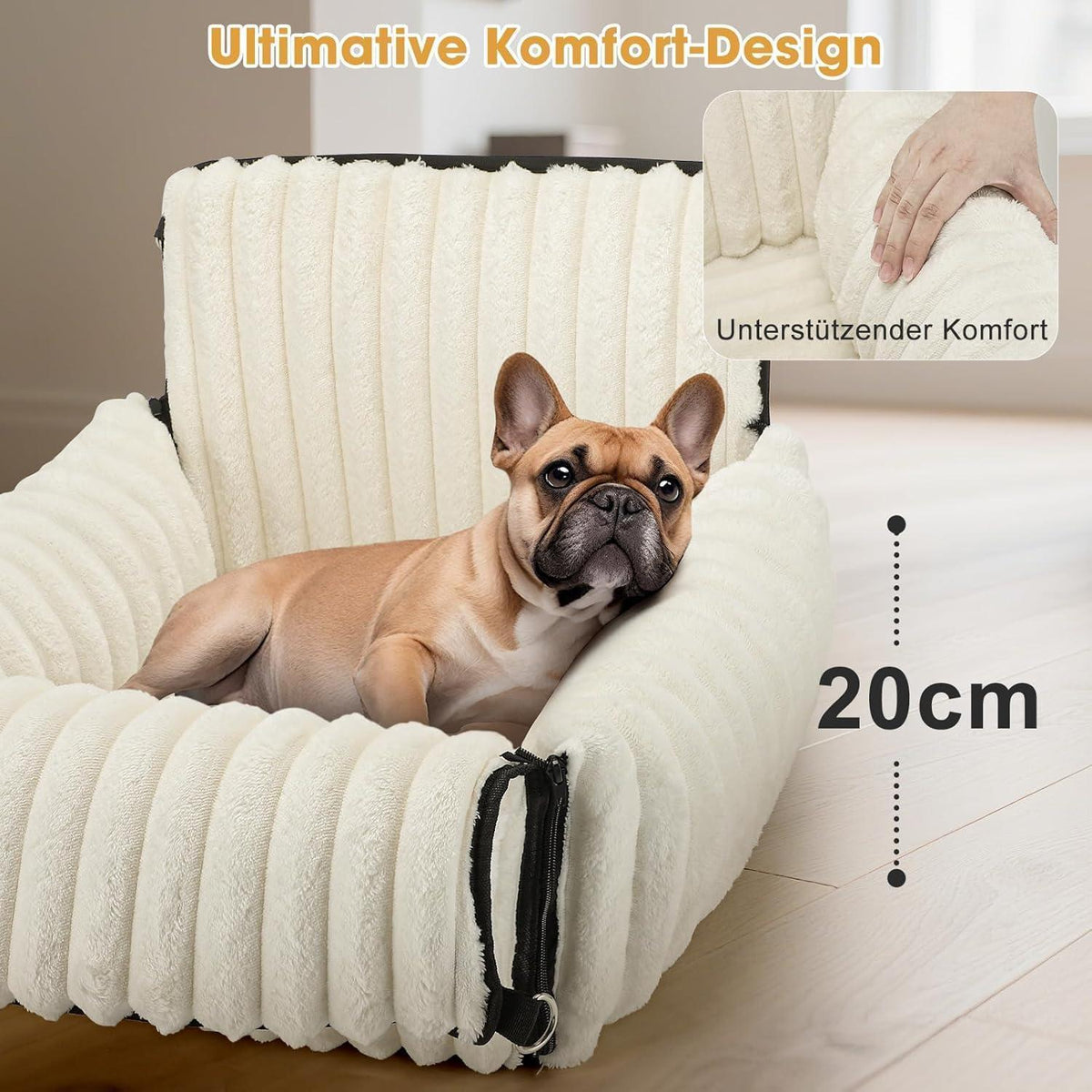Hunde Autositz Memory Foam – Waschbar & Verstellbar