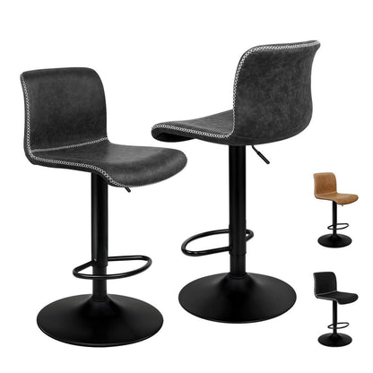 Barhocker Set 2er, Gepolstert, Drehbar, Dunkelgrau