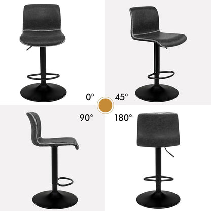 2 Barhocker Höhenverstellbar & Drehbar - Dunkelgrau in Lederoptik