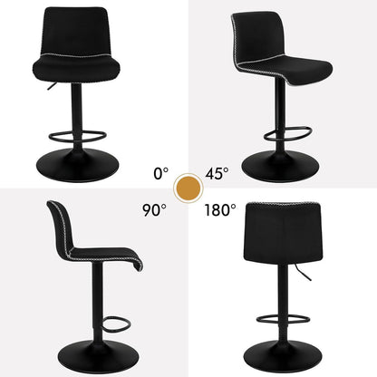 Gepolsterte Barhocker 2er-Set, höhenverstellbar, Schwarz