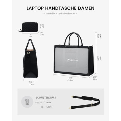 Laptoptasche Damen 17 Zoll, wasserabweisend, dunkelblau