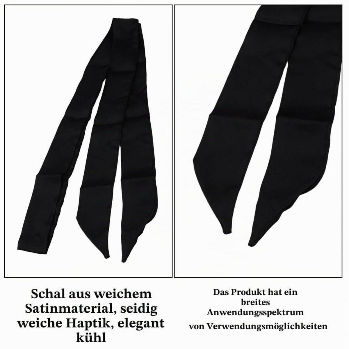 Schmaler Satin-Schal 2er-Set Schwarz für Damen