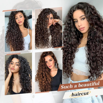 Lockige Haarverlängerung Clip-in, 50cm, Mittelblond bis Hellblond