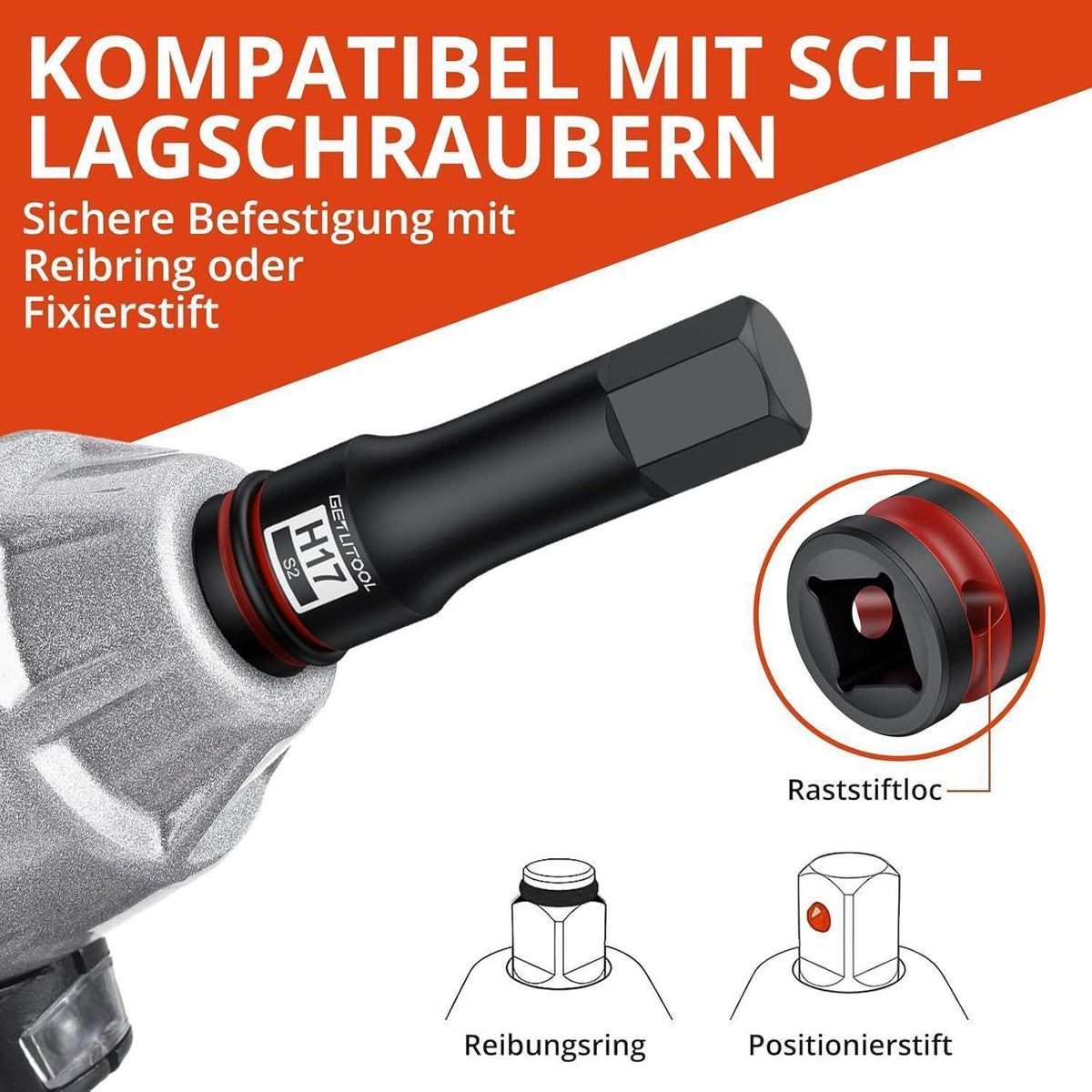 20tlg. Schlagschrauber Nüsse 1/2" Sechskant & Torx S2 Stahl 78mm lang