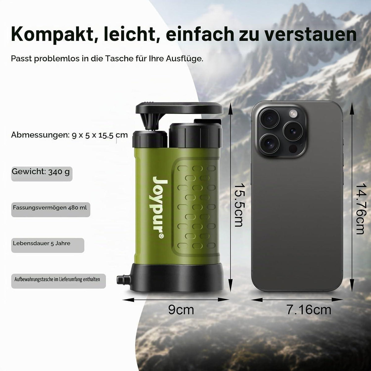 Wasserfilter Outdoor – 5-Stufen UF-Membran, 0.01μm