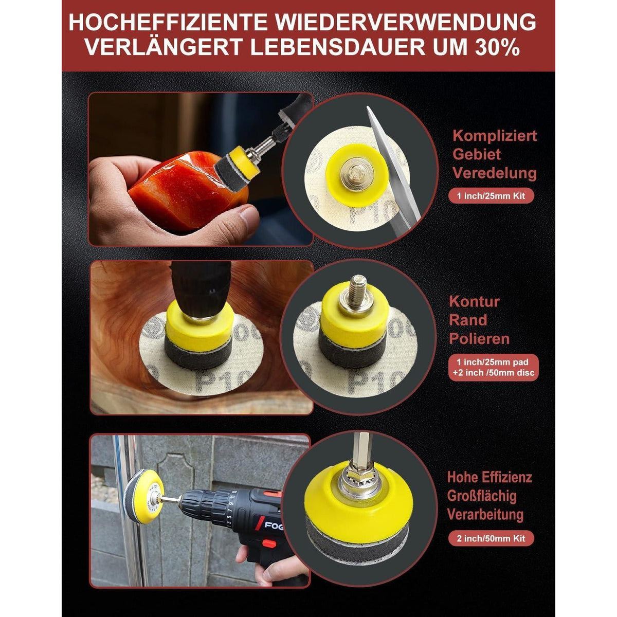 250x Schleifscheiben 50mm Klett für Bohrer & Dremel | 80-3000 Körnung