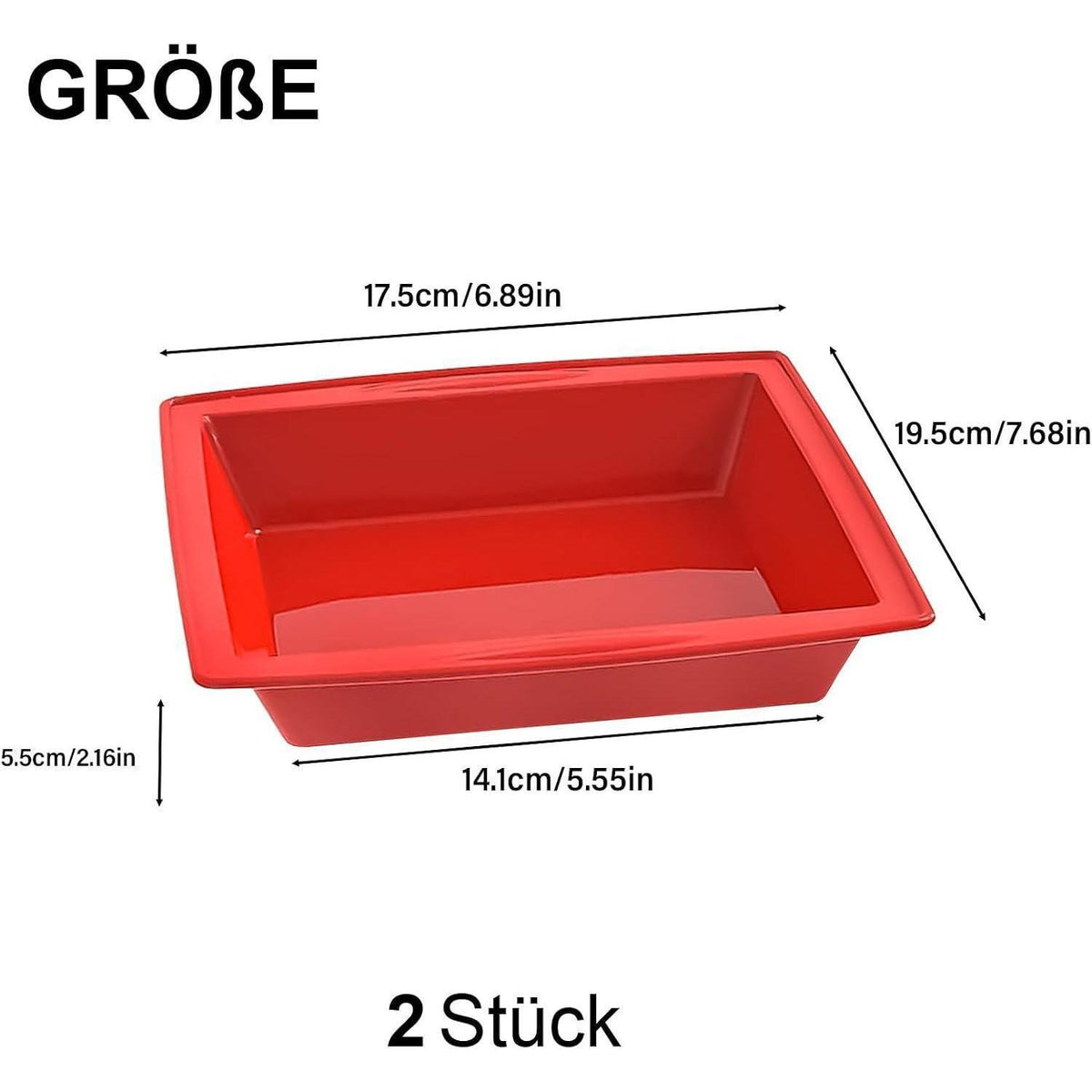 2x Silikon Backform für Kuchen, Brownies & Brot