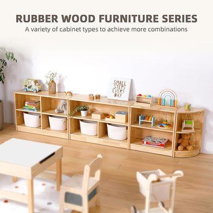Gummibaumholz Montessori Regal 60cm – Kleinkind Bücherregal