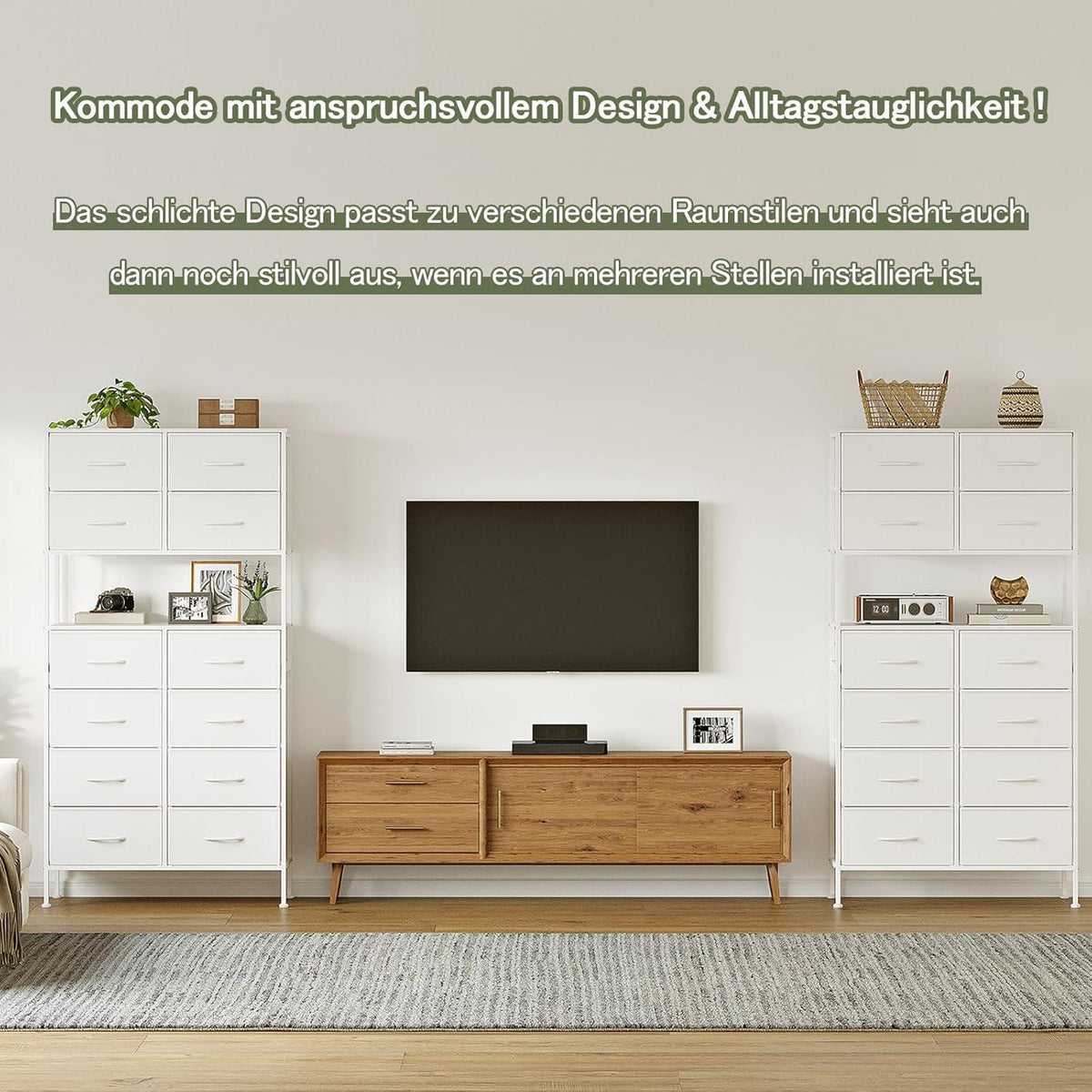 Hohe Kommode mit 12 Schubladen – Weiß, 80x163 cm