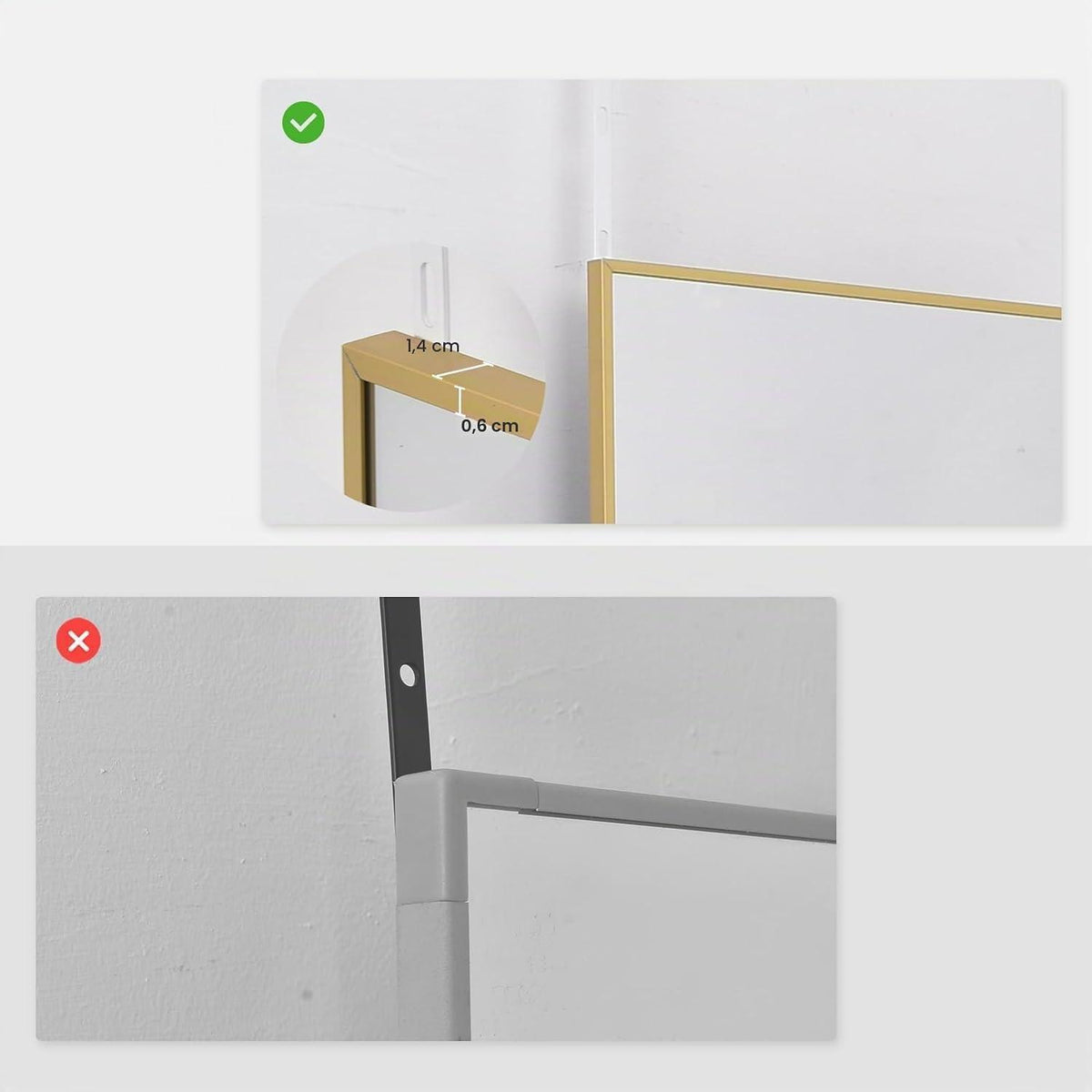 Über-Tür-Spiegel Gold – Vollständig, 127x41 cm, Wandmontage