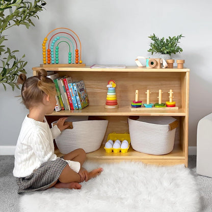 Gummiholz Spielzeugschrank Kinderregal 90cm – Organizer & Bücherregal