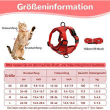 Ausbruchsicheres Katzengeschirr mit Leine, Rot XS