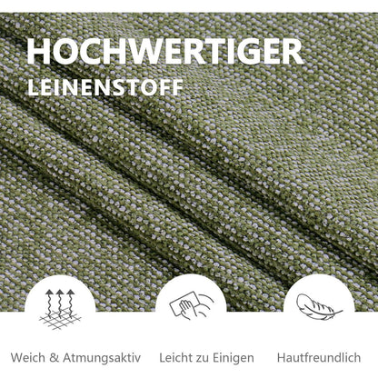 Esszimmerstühle 6er Set Tannengrün mit Armlehne & Leinenbezug