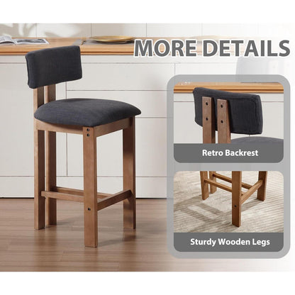 Holz Barhocker Set 2er – Gepolsterte Tresenhocker für Küche & Wohnzimmer