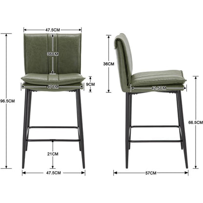 Grüner Barhocker 2er Set –, Metallgestell in Lederoptik