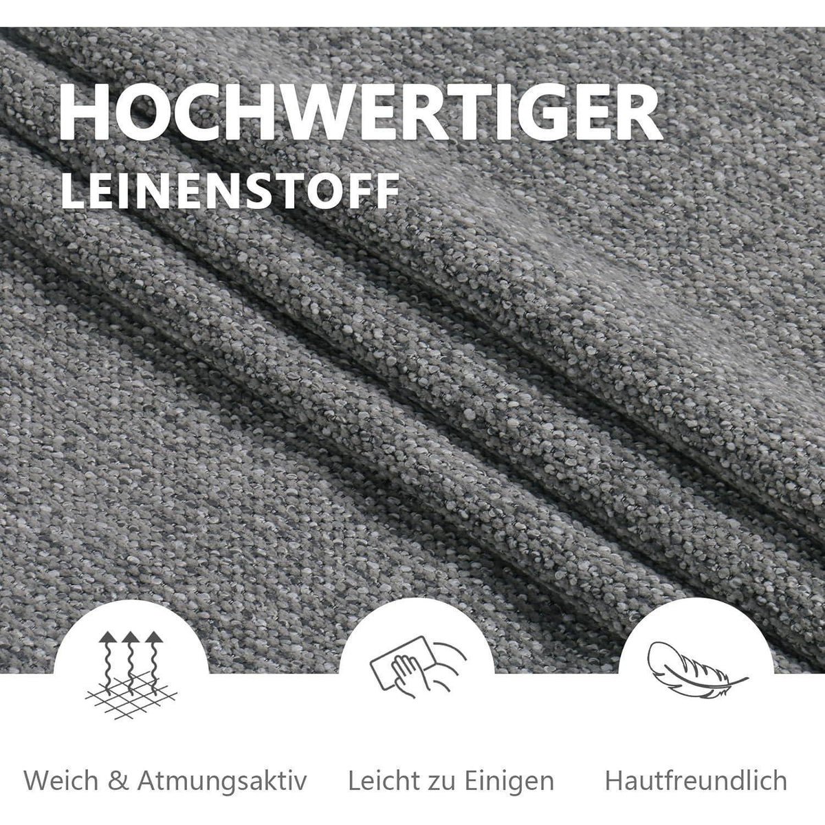 Esszimmerstühle 6er Set Dunkelgrau mit Armlehne & Leinenbezug