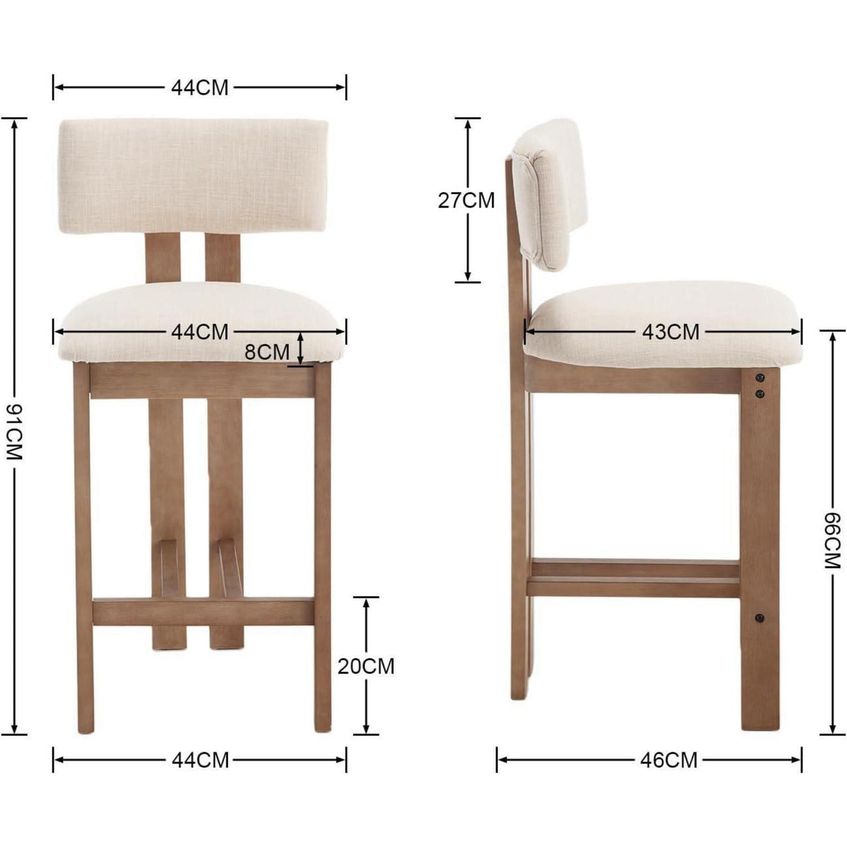 Beige Barhocker Set aus Holz mit Lehne – Komfort & Stil