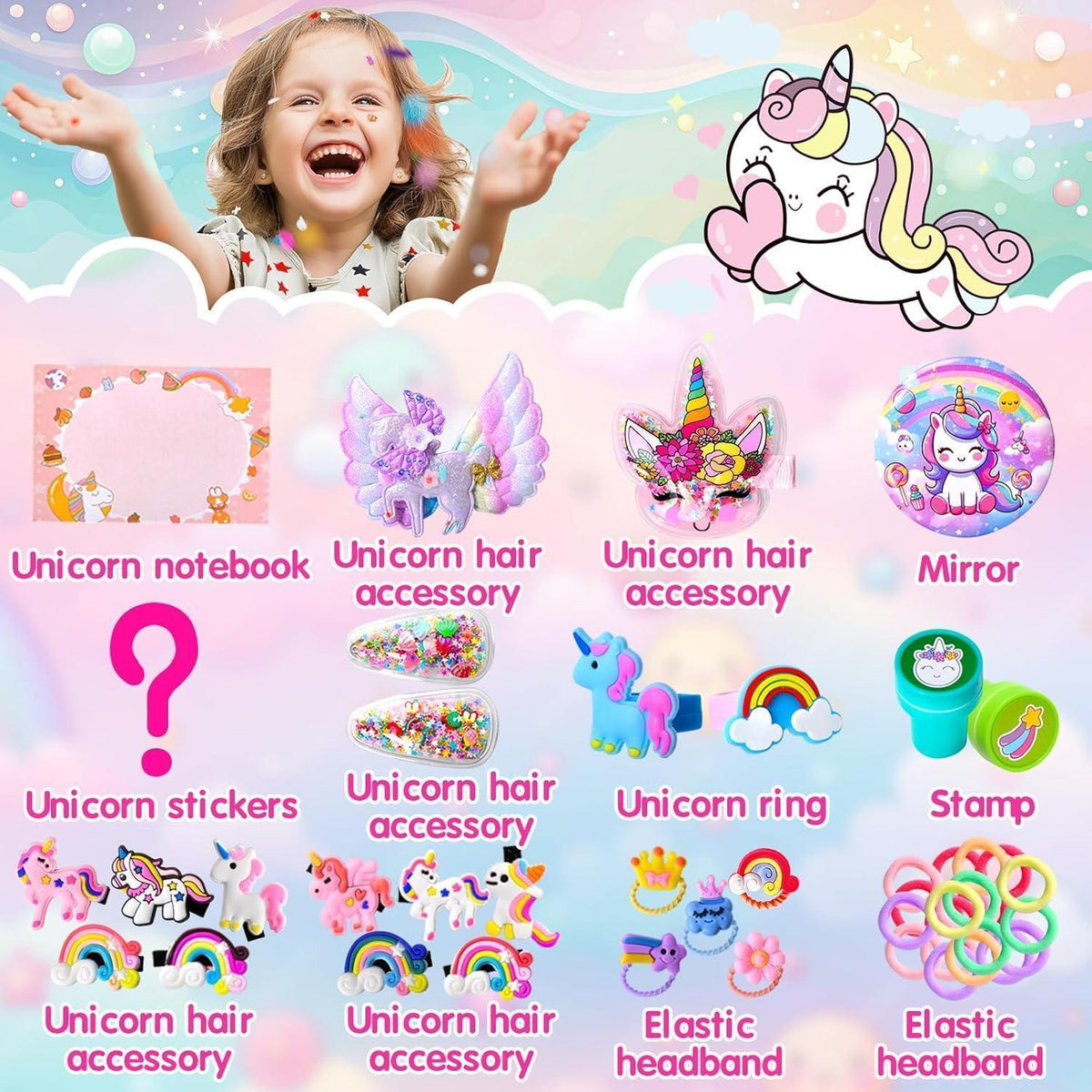 Adventskalender Mädchen 2026: Einhorn Überraschungen mit Schmuck & Haarschmuck