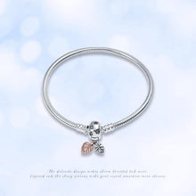 925 Sterling Silber Schlangen Gliederarmband mit Zirkonia, Damen Love Charm