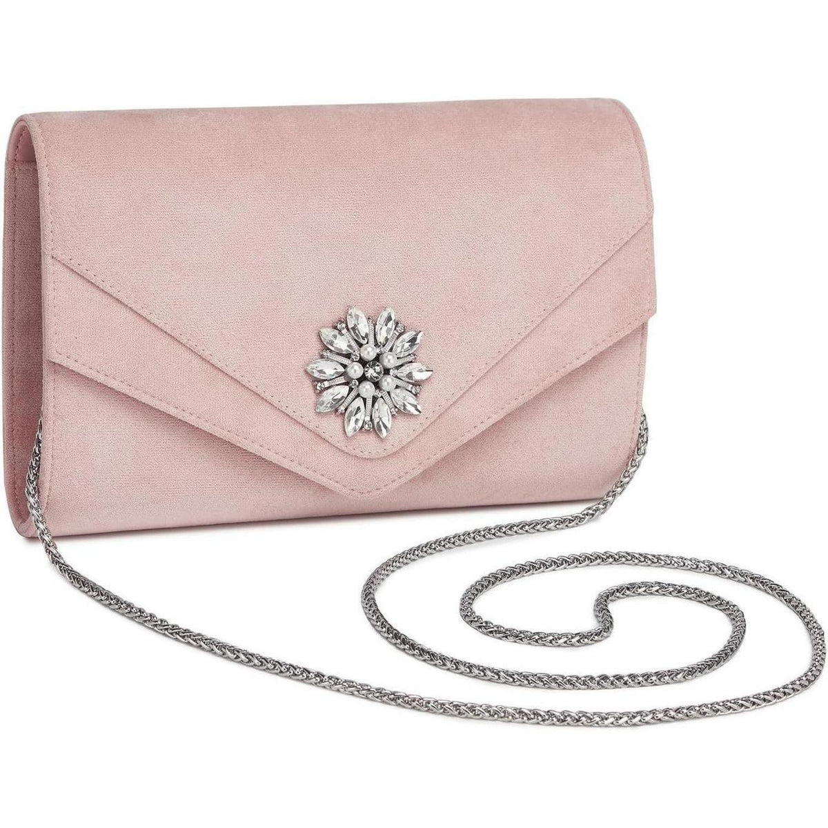 Clutch Damen Optik Leichtgewicht Umhängetasche Pink in Lederoptik