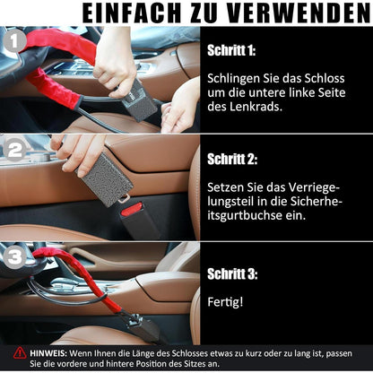 Lenkradschloss Rot, Universell, Doppeltes Diebstahlschutzsystem