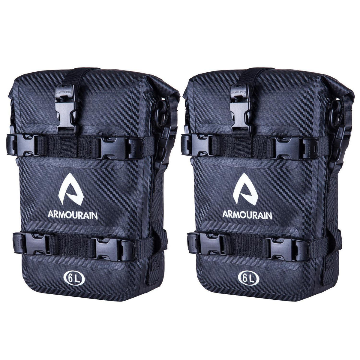 Motorrad Sturzbügeltasche Wasserdicht 6L Carbon Schwarz 2er Set