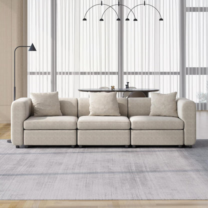 Dreisitzer-Sofa Beige – Modernes Design, Platzsparend & Gemütlich