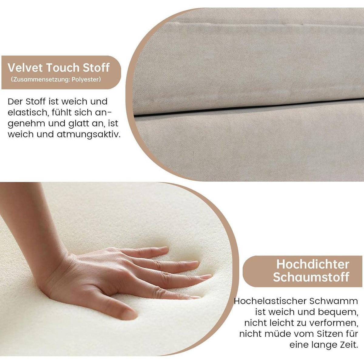 Dreisitzer-Sofa Beige – Modernes Design, Platzsparend & Gemütlich