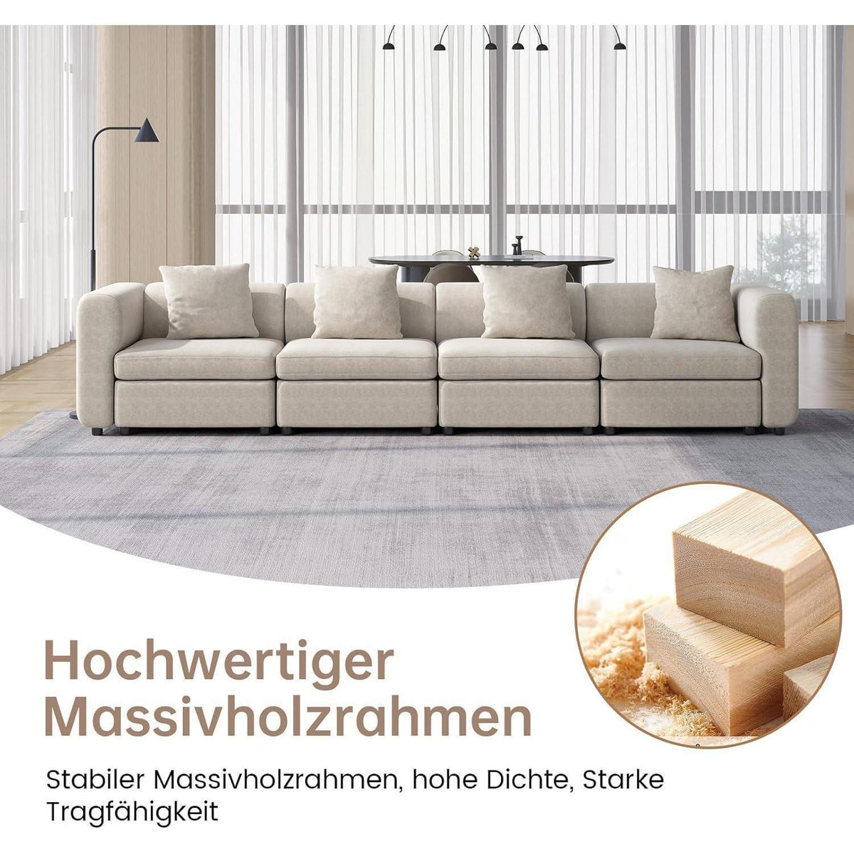 Dreisitzer-Sofa Beige – Modernes Design, Platzsparend & Gemütlich