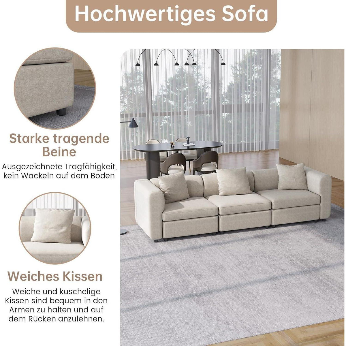 Beiges Zweisitzer-Sofa – Modernes Design für kleine Wohnzimmer