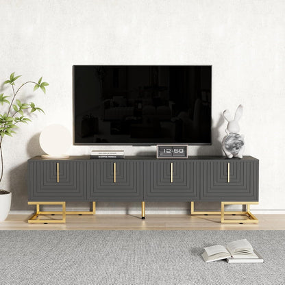 TV Lowboard Grau mit Struktur & Schubladen – 170x40x45.5cm