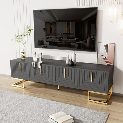 TV Lowboard Grau mit Struktur & Schubladen – 170x40x45.5cm