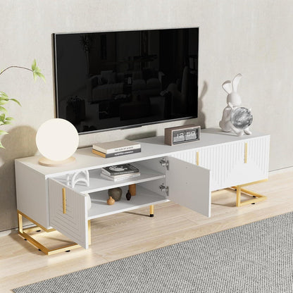 TV-Lowboard weiß mit goldenen Akzenten | 170x40x45.5cm