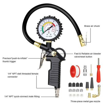 Reifenfüll-Messgerät 220PSI mit Ventilkernwerkzeug