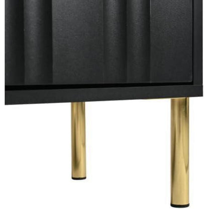 TV Schrank Schwarz mit goldenen Beinen & 8 Regalböden (190cm)