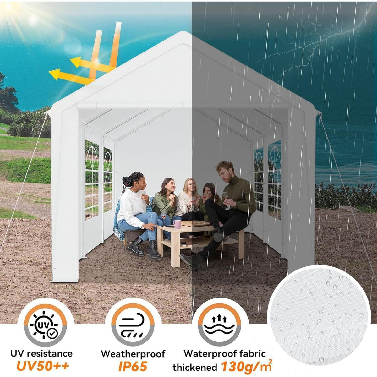 Party Zelt 3x6m Weiß – Wasserdicht & Stabil für Garten & Events